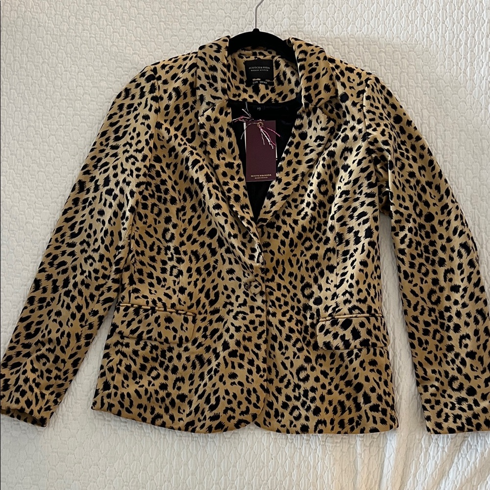 Scotch & Soda Velvet Animal-Print Blazer Size Small NWT